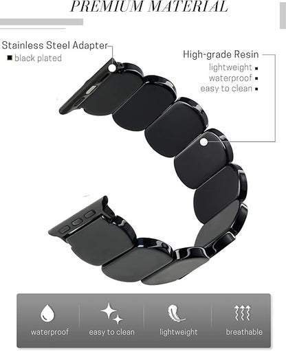 Black Tortoise Resin Cute Apple Watch Band (Elastic)