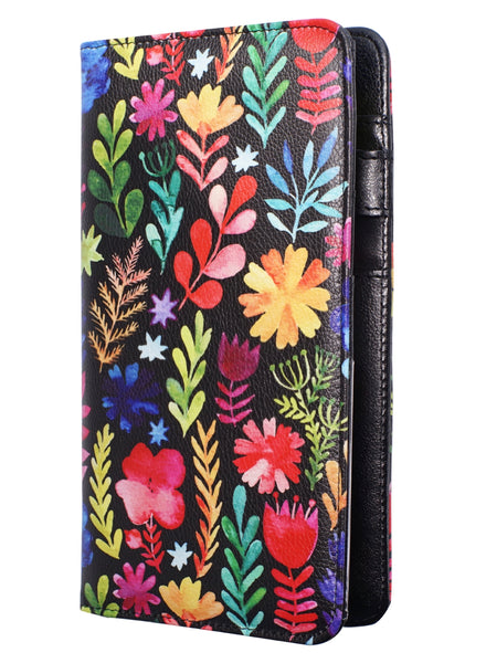 5x9" Black&Flower Server Book with Zipper&Magnetic