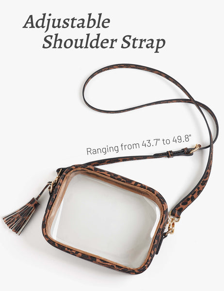 Clear Crossbody Bag with Adjustable Shoulder Strap (Dark Leopard)