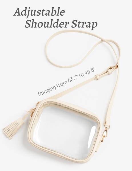 Clear Crossbody Bag with Adjustable Shoulder Strap (White)