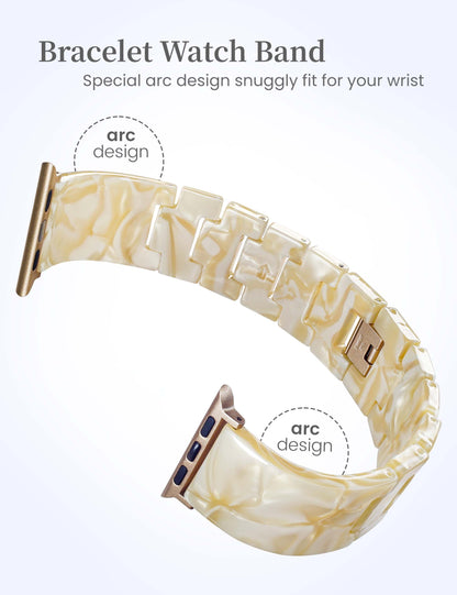 Mable Ivory Resin Apple Watch Band (Buckle)
