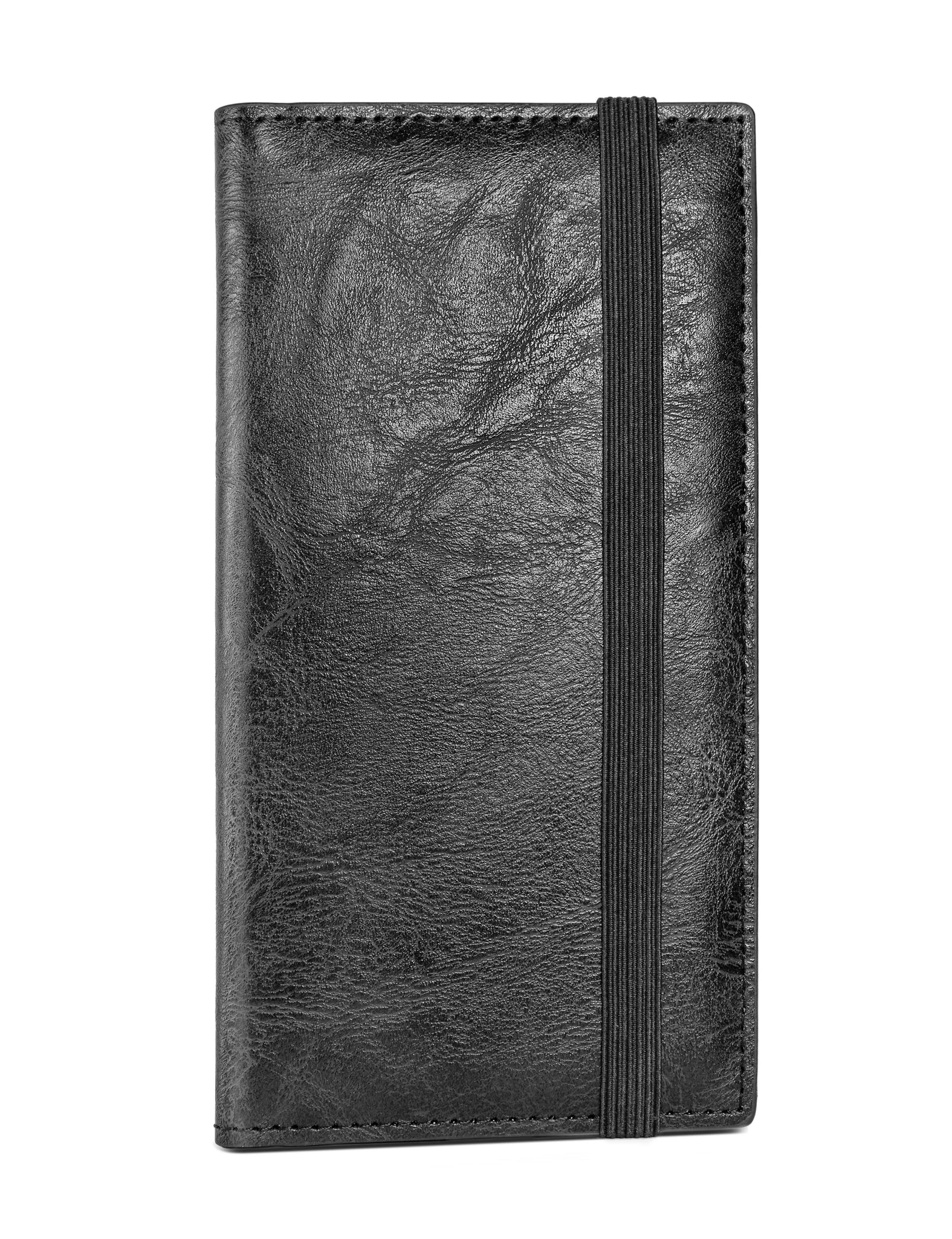 7"x3.7" Black Vegan Leather Checkbook Cover