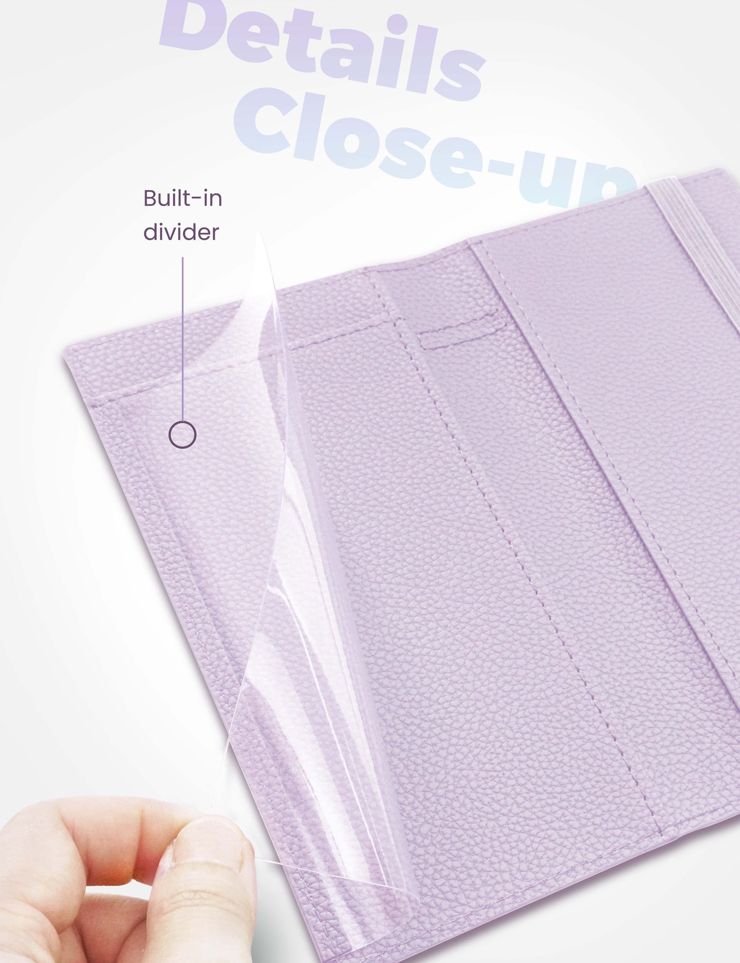 7"x3.7" Lavender Vegan Leather Checkbook Cover