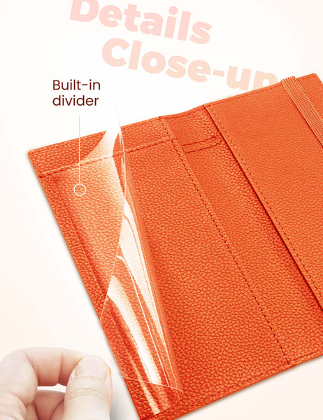 7"x3.7" Orange Vegan Leather Checkbook Cover