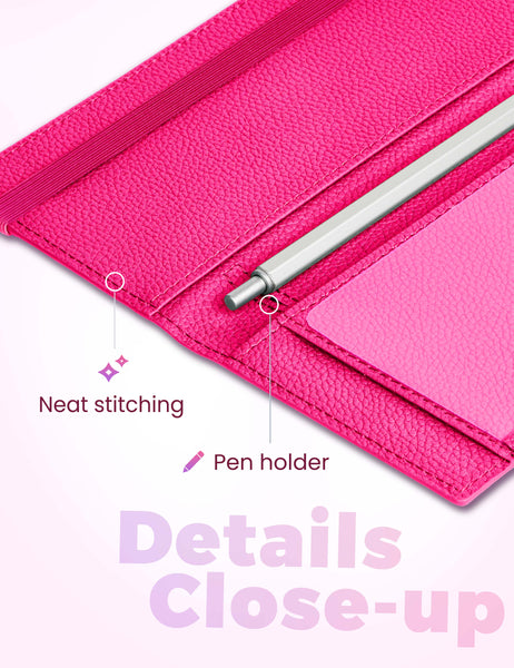 7"x3.7" Hot Pink Vegan Leather Checkbook Cover