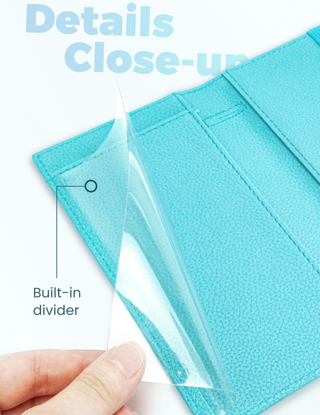7"x3.7" Pale Turquoise Vegan Leather Checkbook Cover