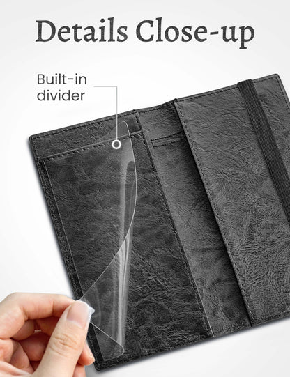 7"x3.7" Black Vegan Leather Checkbook Cover