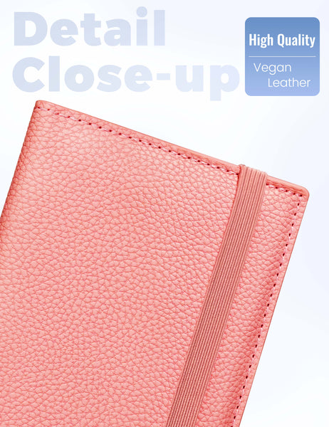7"x3.7" Coral Pink Vegan Leather Checkbook Cover