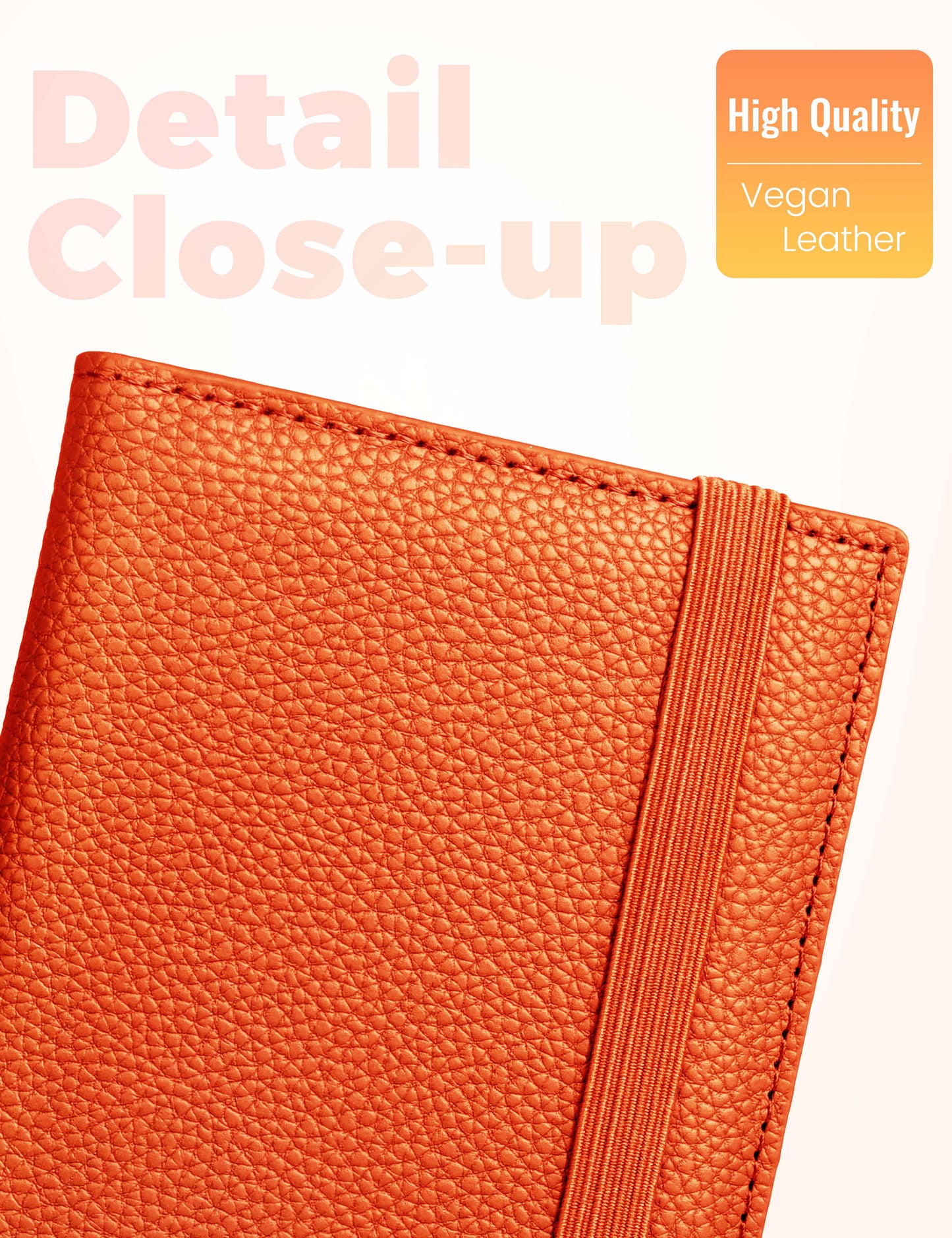 7"x3.7" Orange Vegan Leather Checkbook Cover