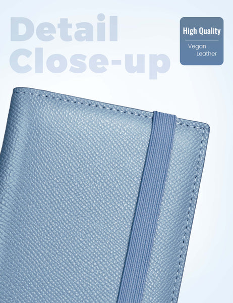 7"x3.7" Grey Blue Vegan Leather Checkbook Cover