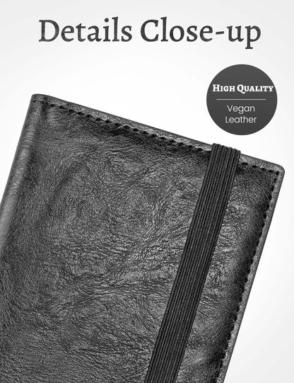 7"x3.7" Black Vegan Leather Checkbook Cover