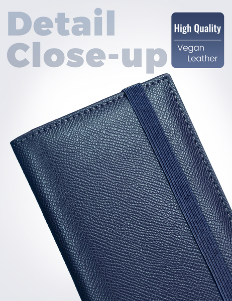 7"x3.7" Midnight Blue Vegan Leather Checkbook Cover