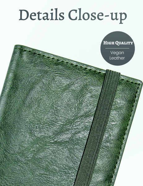 7"x3.7" Green Vegan Leather Checkbook Cover