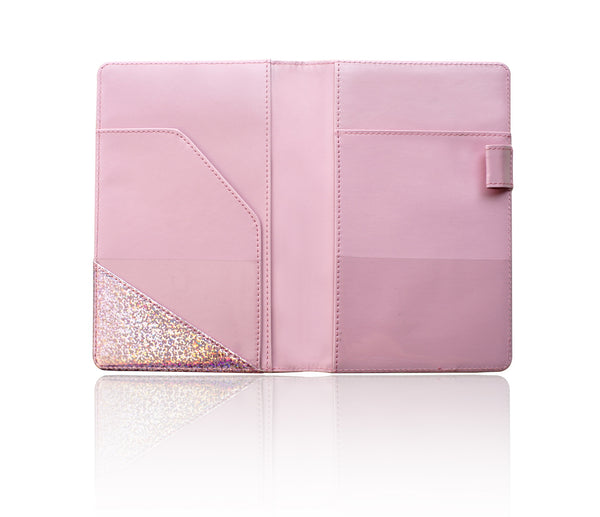 4.7x7.5" Holographic Glitter Pink Server Book Wallet