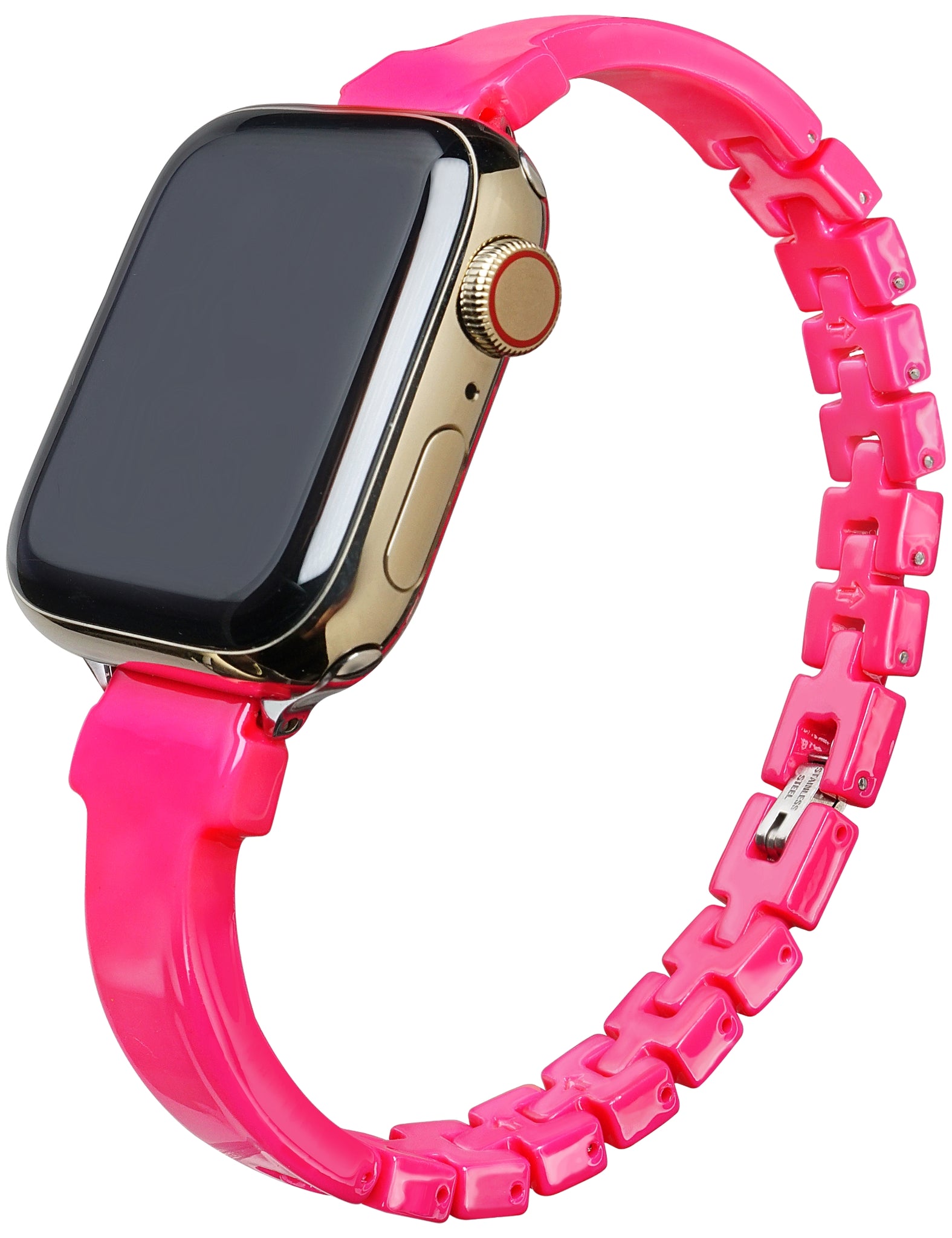 Slim Hot Pink Resin Apple Watch Band (Buckle)