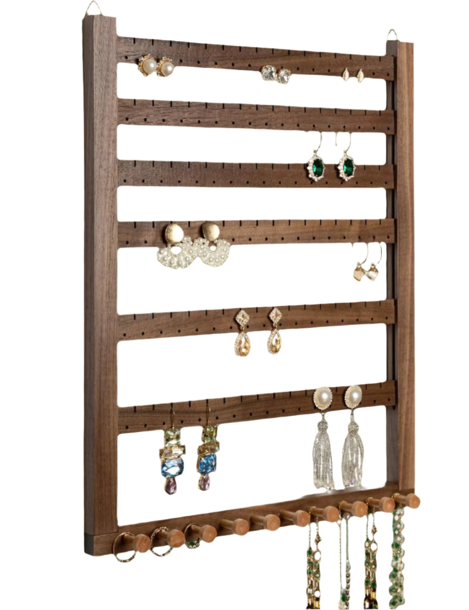 Mymazn Walnut Wood Earring Wall Holder