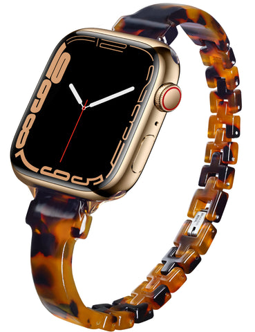 Slim Brown Tortoise Resin Apple Watch Band (Buckle)