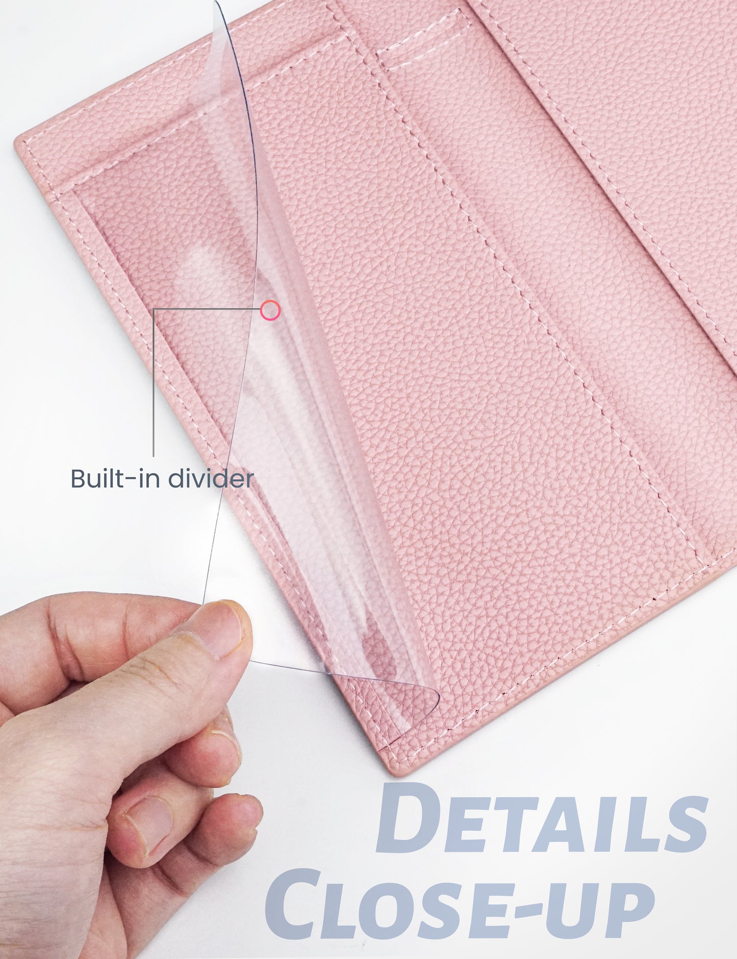 7"x3.7" Baby Pink Vegan Leather Checkbook Cover