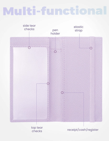 7"x3.7" Lavender Vegan Leather Checkbook Cover