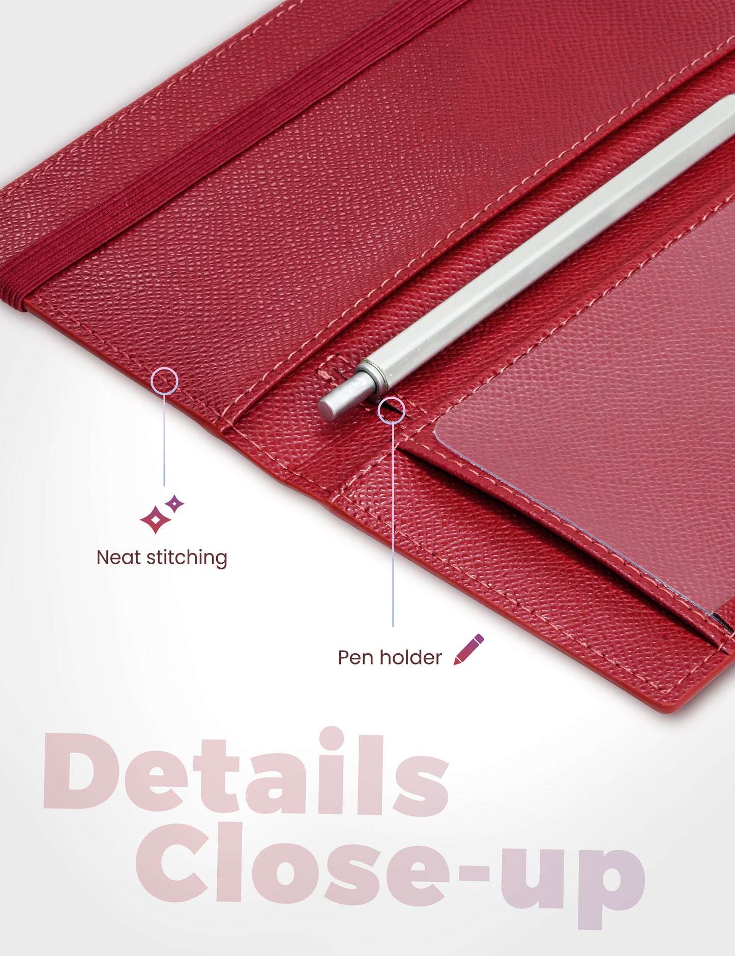 7"x3.7" Dark Red Vegan Leather Checkbook Cover
