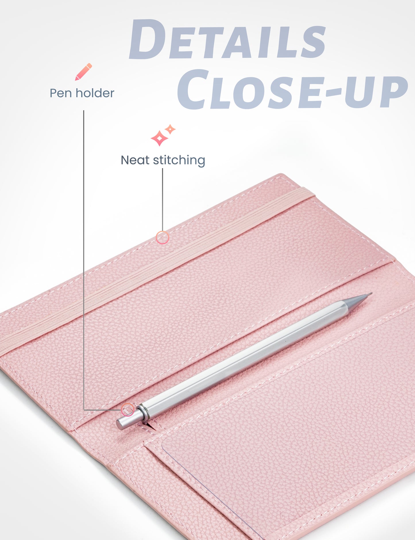 7"x3.7" Baby Pink Vegan Leather Checkbook Cover