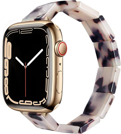 Ivory Tortoise Resin Slim Apple Watch Band (Elastic)