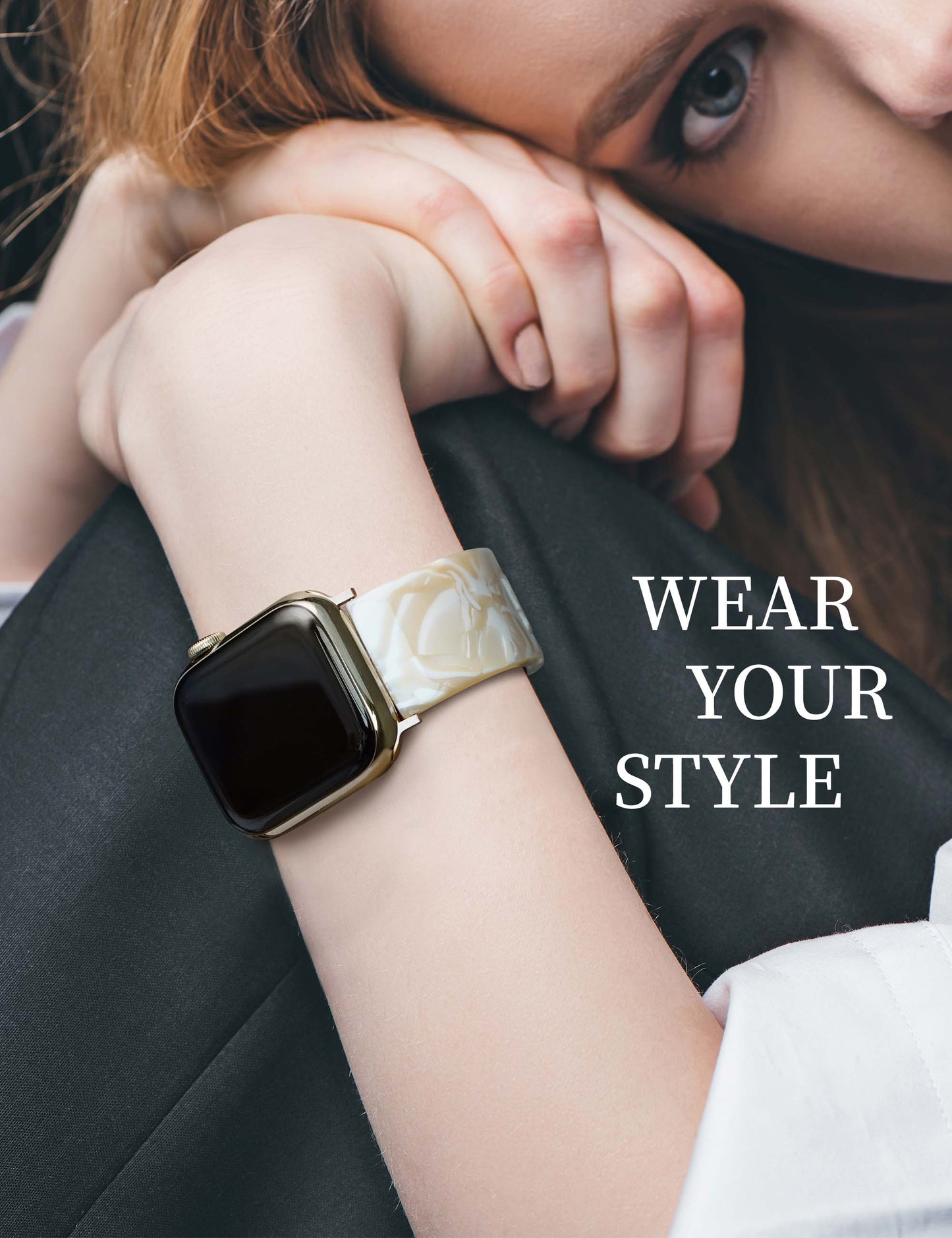 Mable Ivory Resin Apple Watch Band (Buckle)
