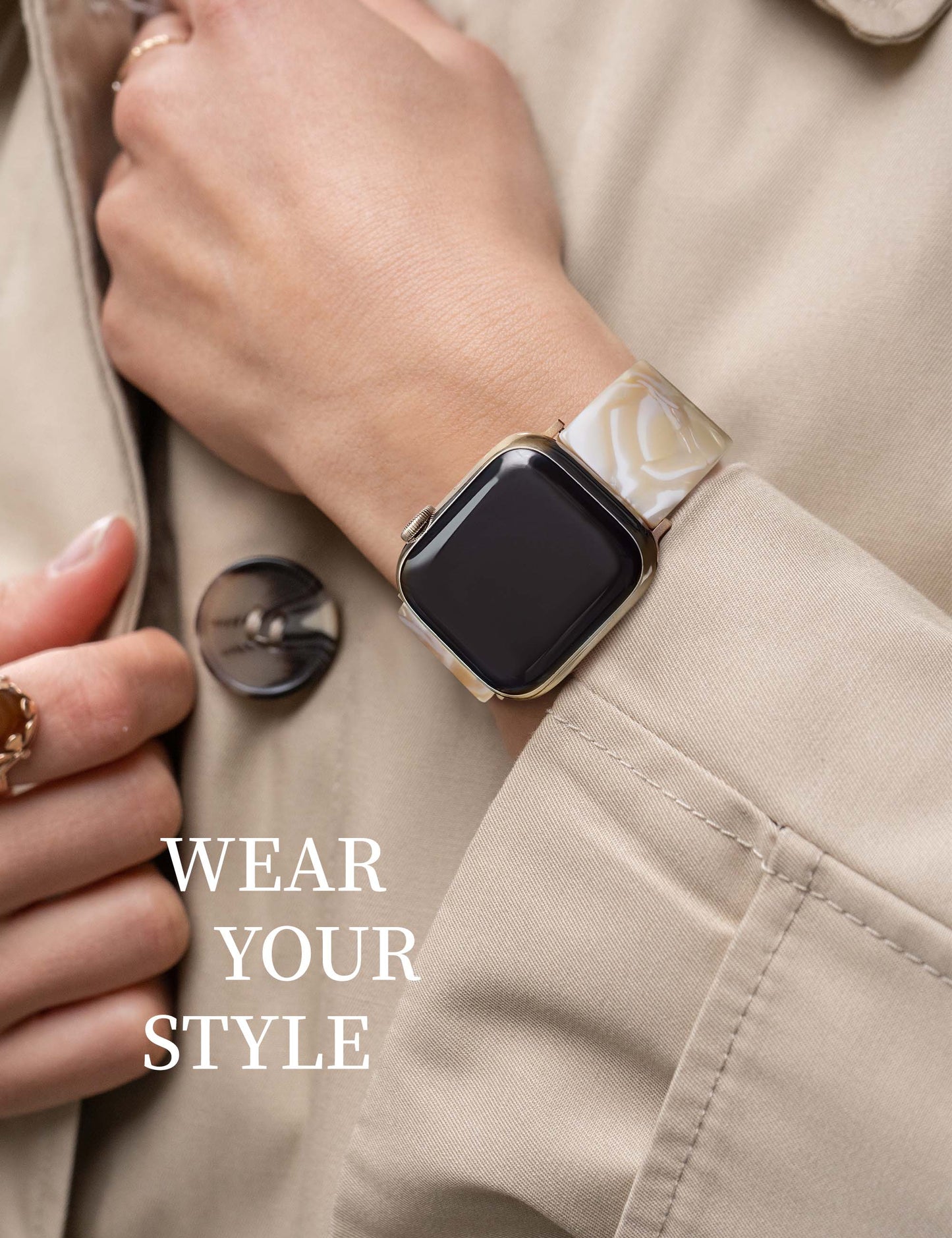 Mable Ivory Resin Apple Watch Band (Buckle)