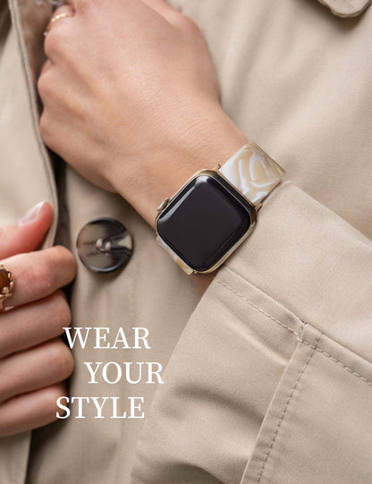 Mable Ivory Resin Apple Watch Band (Buckle)