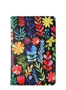 4.7x7.5" Classic Black Flower Server Book Wallet