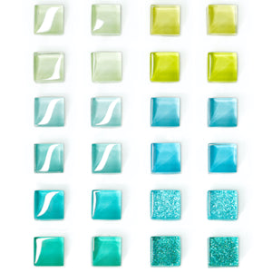 24-Pack Blue-Green-Yellow Glass Refrigerator Magnets