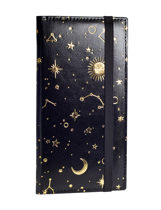 7"x3.7" Black & Gold Vegan Leather Checkbook Cover