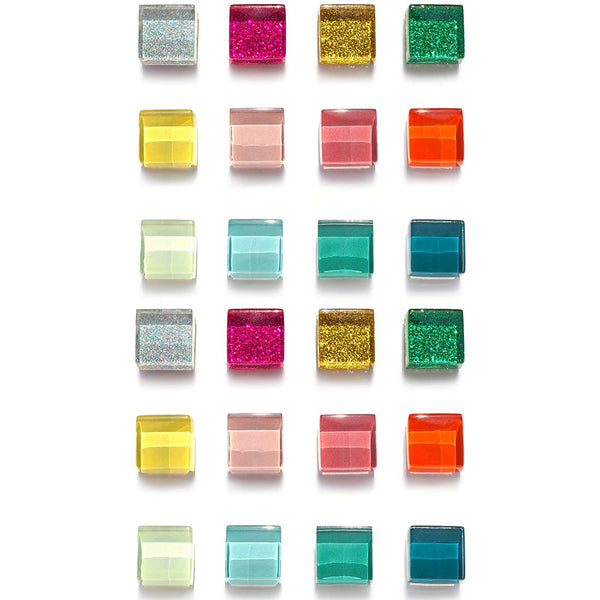 24-Pack Glitter&Matte Glass Fridge Magnets(12 Colors)