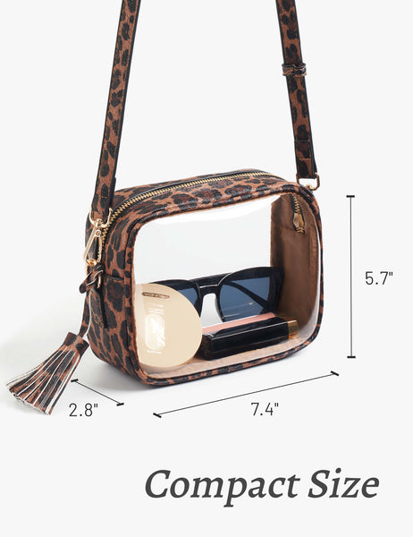 Clear Crossbody Bag with Adjustable Shoulder Strap (Dark Leopard)