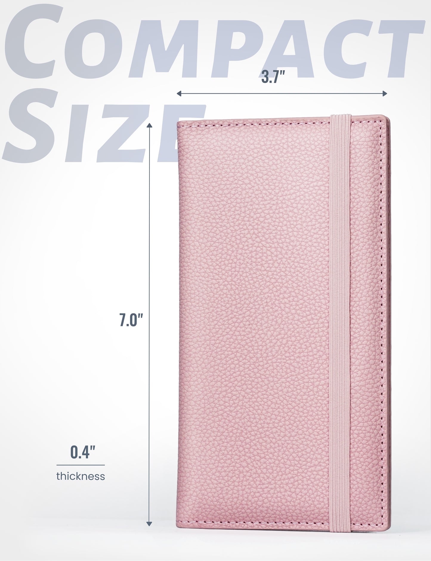 7"x3.7" Baby Pink Vegan Leather Checkbook Cover