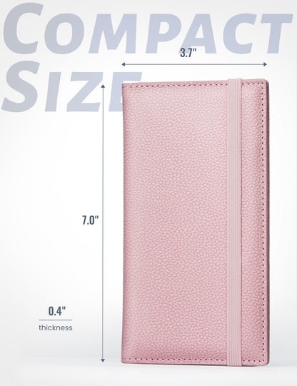 7"x3.7" Baby Pink Vegan Leather Checkbook Cover