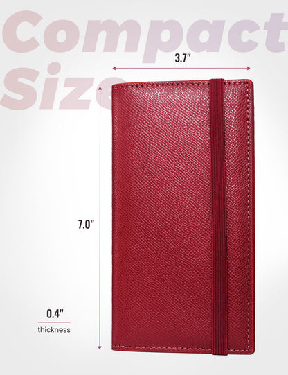 7"x3.7" Dark Red Vegan Leather Checkbook Cover