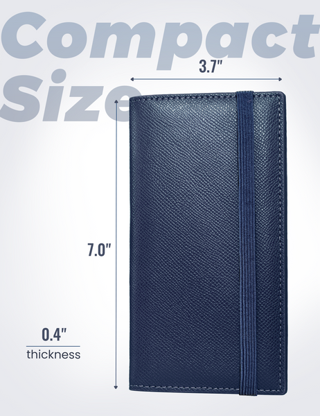 7"x3.7" Midnight Blue Vegan Leather Checkbook Cover
