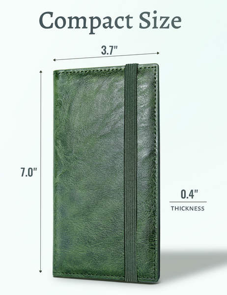 7"x3.7" Green Vegan Leather Checkbook Cover