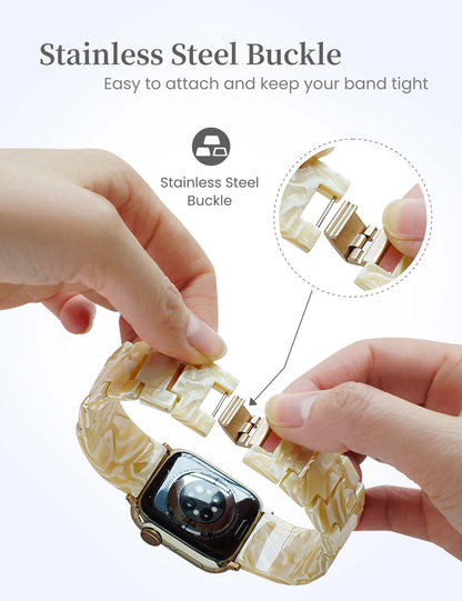 Mable Ivory Resin Apple Watch Band (Buckle)
