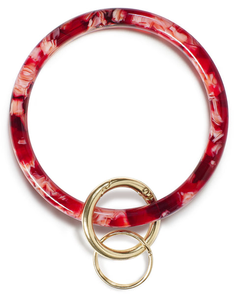 2.95" Acetate Round Key Ring Bracelet (Red)