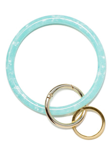 2.9" Acetate Round Key Ring Bracelet (Turquoise)