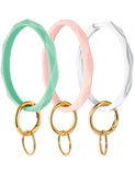 2.95" Silicone Key Ring Bracelet (Green&Marble White&Pink)