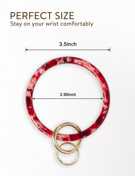 2.95" Acetate Round Key Ring Bracelet (Red)