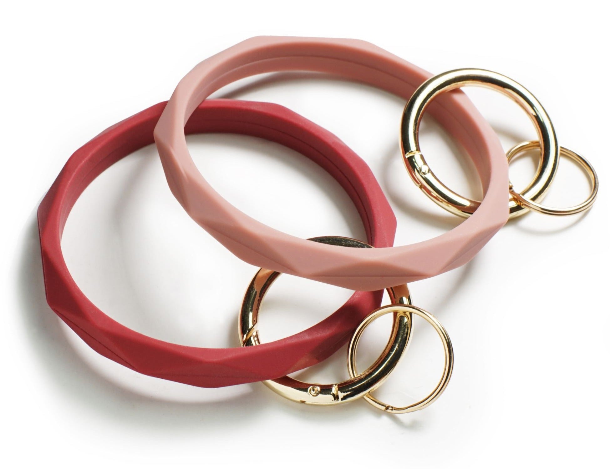 2.95" Silicone Key Ring Bracelet (Wine&Pastel Pink)