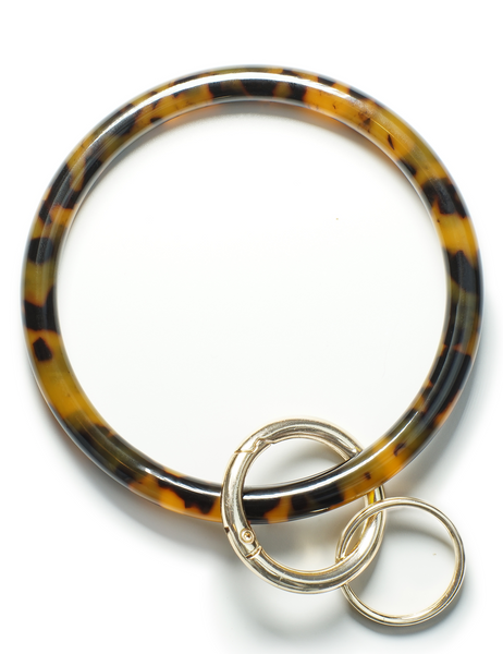 2.9" Acetate Round Key Ring Bracelet (Classic Tortoise)