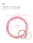 2.9'' Circle Key Ring Bracelet Holographic Pink