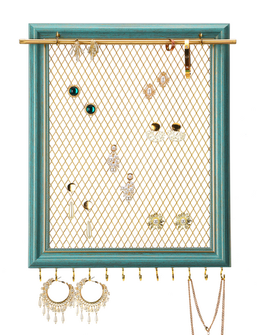 Rustic Wall Mounted Jewelry Holder (Green)