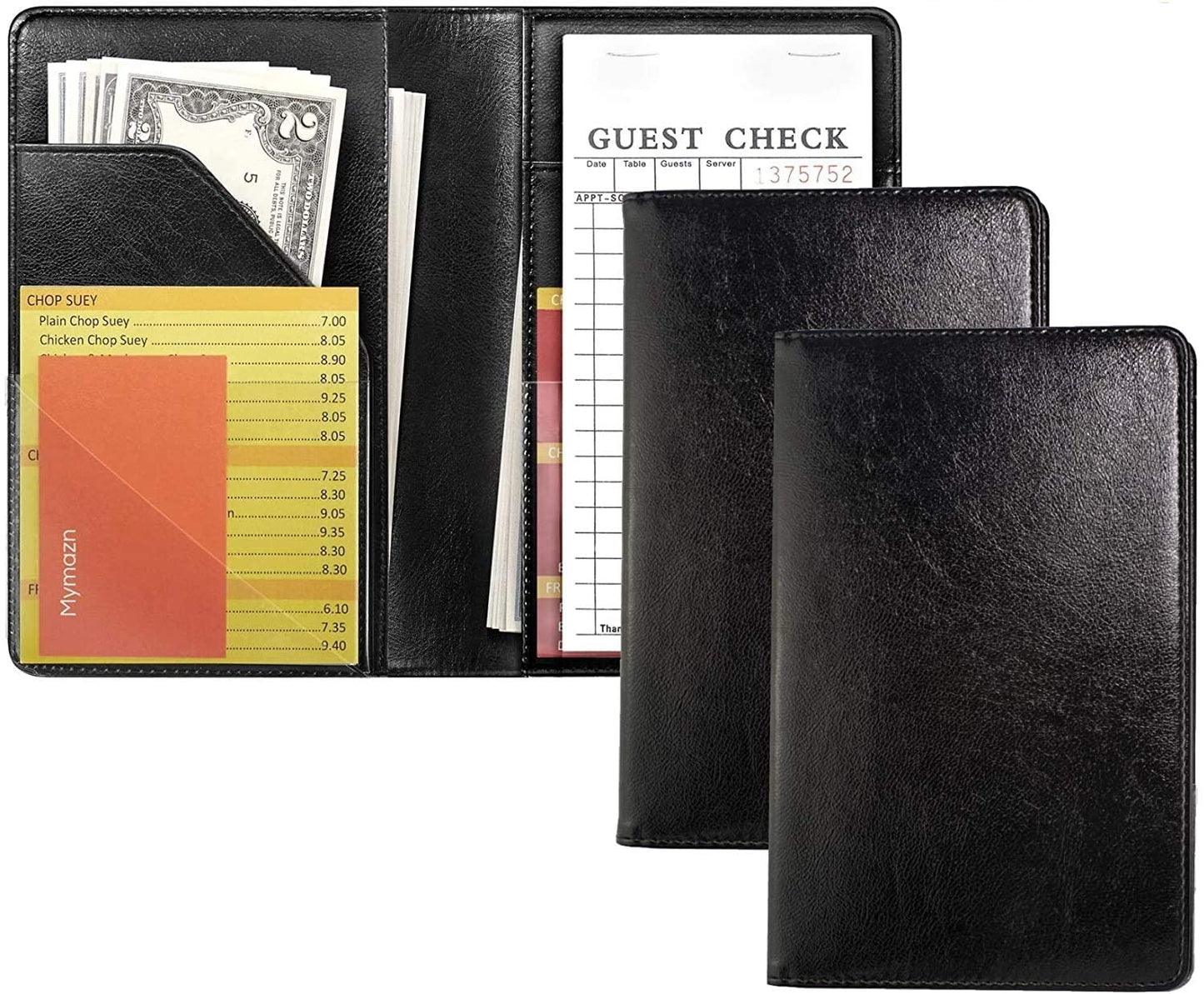 4.7x7.5" Black Server Book with Money Pocket