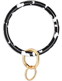 2.9" Acetate Round Key Ring Bracelet (Marble Black)